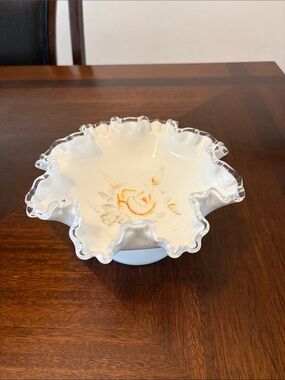 Silver Crest with Hand painted Rose